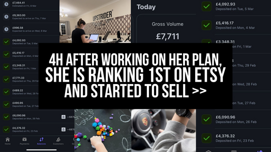4h after working on her plan, she is ranking 1st on Etsy and started to sell 😅🔥 >>