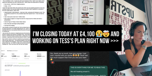 I'm closing today at £4,100 😭🤯 And working on Tess's plan right now >>>