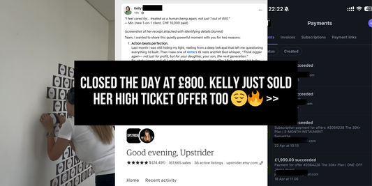 Closed the day at £800. Kelly just sold her high ticket offer too 😌🔥 >>