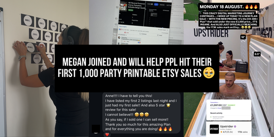 Megan joined and will help ppl hit their first 1,000 party printable Etsy sales 🥹 >>>