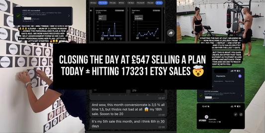 Closing the day at £547 selling a plan today + hitting 173231 Etsy Sales 🤯