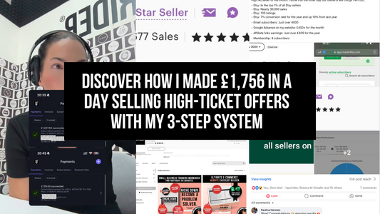 Blog cover image for Upstrider post titled 'Discover How I Made £1,756 in a Day Selling High-Ticket Offers with My 3-Step System,' showcasing high-ticket sales success and testimonials from the 30K+ Plan community. 