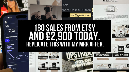 180 sales from Etsy + £2,900 today from Instagram. Replicate this with my MRR offer.