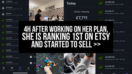 4h after working on her plan, she is ranking 1st on Etsy and started to sell 😅🔥  >>