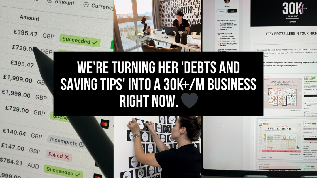 We're turning her 'debts and saving tips' into a 30K+/m business RIGHT NOW.