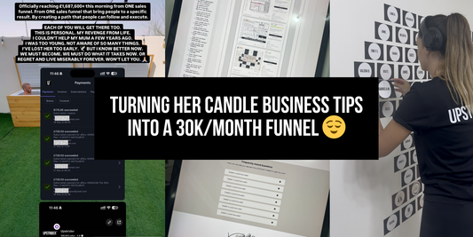 Turning her candle business tips into a 30K/month funnel 😌