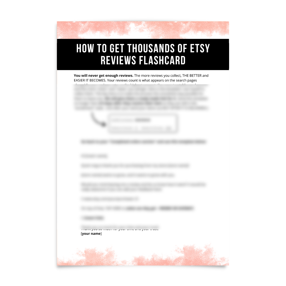 How to Get 1000's Etsy Reviews Fast Flashcard